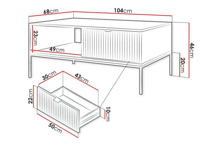 Sohvapöytä Klinkerville 68 cm - Valkoinen - Sohvapöytä
