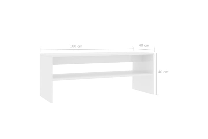 Sohvapöytä korkeakiilto valkoinen 100x40x40 cm lastulevy - Valkoinen - Sohvapöytä