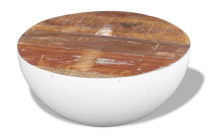 Kulhon Muotoinen Kahvipöytä Uusiokäytetty Puu 60x60x30 cm - Valkoinen - Sohvapöytä