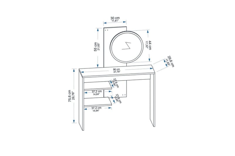 Laxman Kampauspöytä 96 cm - Sininen/Antrasiitti - Huonekalut - Pöytä & ruokailuryhmä - Meikki- & kampauspöydät - Meikkipöytä peilillä
