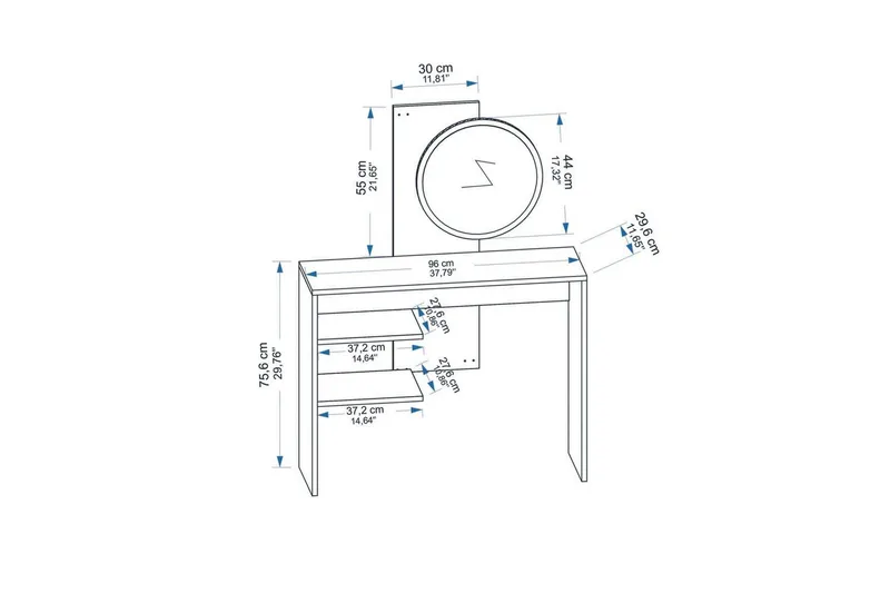 Laxman Kampauspöytä 96 cm - Sininen/Valkoinen - Huonekalut - Pöytä & ruokailuryhmä - Sohvapöytä - Arkkupöytä