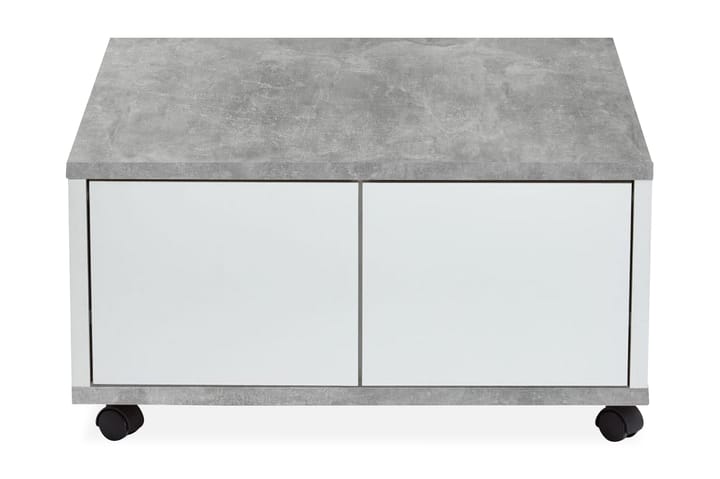 Liikkuva sohvapöytä 70x70x35,5 cm betoni ja valkoinen - Harmaa - Sohvapöytä