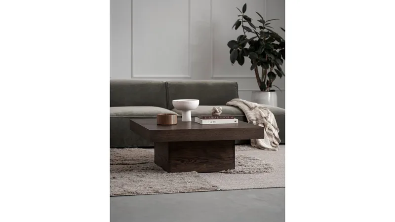 Sohvapöytä Lunvik 130x70 cm - Ruskealakattu ja valkopigmentoitu viimeistely - Huonekalut - Pöytä & ruokailuryhmä - Sohvapöytä