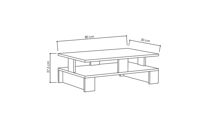 Sohvapöytä Lutchan 80 cm Säilytyksellä Hylly - Tammenväri - Sohvapöytä