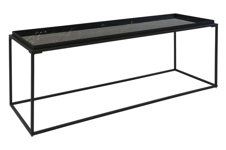 Sohvapöytä Lyness 122 cm Marmorikuvio - Lasi/Musta - Marmoripöydät - Sohvapöytä