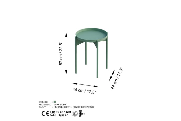Sohvapöytä Mamta 44 cm - Vihreä - Sohvapöytä