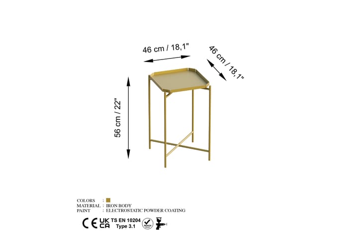 Sohvapöytä Mamta 46 cm - Kulta - Sohvapöytä