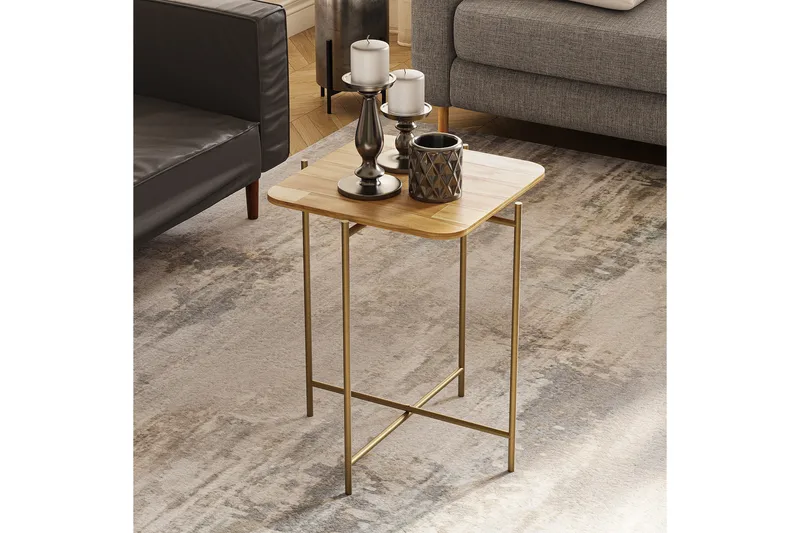 Mamta neliönmuotoinen sohvapöytä 46 cm vaalea puu, Beige