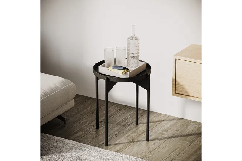 Mamta pyöreä sohvapöytä 44 cm metallia, Musta