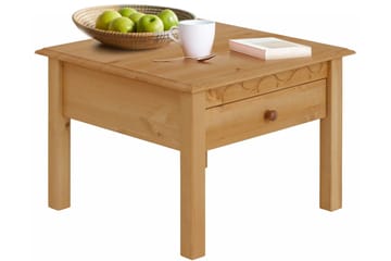 Marzell 60 cm neliönmuotoinen sohvapöytä laatikoilla massiivipuuta - Beige - Huonekalut - Pöytä & ruokailuryhmä - Sohvapöytä