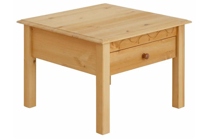 Marzell 60 cm neliönmuotoinen sohvapöytä laatikoilla massiivipuuta - Beige - Huonekalut - Pöytä & ruokailuryhmä - Sohvapöytä
