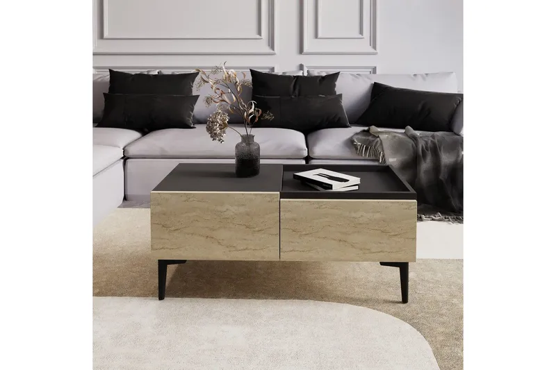 Sohvapöytä Mijara Travertiini / Antrasiitti - Luonnollinen/Antrasiitti - Huonekalut - Pöytä & ruokailuryhmä - Sohvapöytä