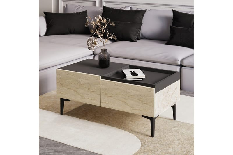 Sohvapöytä Mijara Travertiini / Antrasiitti - Luonnollinen/Antrasiitti - Huonekalut - Pöytä & ruokailuryhmä - Sohvapöytä