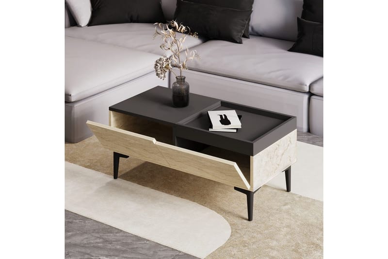 Sohvapöytä Mijara Travertiini / Antrasiitti - Luonnollinen/Antrasiitti - Huonekalut - Pöytä & ruokailuryhmä - Sohvapöytä