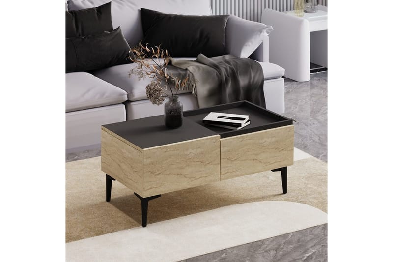 Sohvapöytä Mijara Travertiini / Antrasiitti - Luonnollinen/Antrasiitti - Huonekalut - Pöytä & ruokailuryhmä - Sohvapöytä