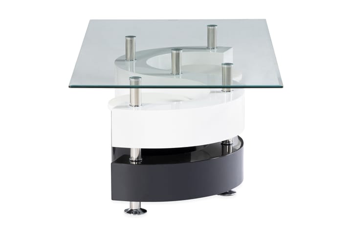 Sohvapöytä Mintz 130 cm - Lasi/Valkoinen/Musta - Sohvapöytä