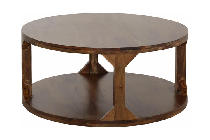 Sohvapöytä Misha 60 cm Pyöreä Säilytyksellä Hylly - Mango/Ruskea - Sohvapöytä