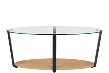 Mohaklo 110x60 cm soikea sohvapöytä lasia säilytyksellä ja metallijaloilla - Kirkas - Huonekalut - Pöytä & ruokailuryhmä - Sohvapöytä - Sohvapöytä säilytystilalla