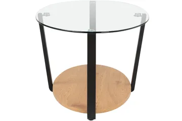 Mohaklo 110x60 cm soikea sohvapöytä lasia säilytyksellä ja metallijaloilla - Kirkas - Huonekalut - Pöytä & ruokailuryhmä - Sohvapöytä - Sohvapöytä säilytystilalla