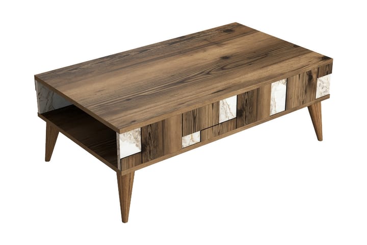 Sohvapöytä Moyano 105 cm - Tummanruskea/Valkoinen - Sohvapöytä