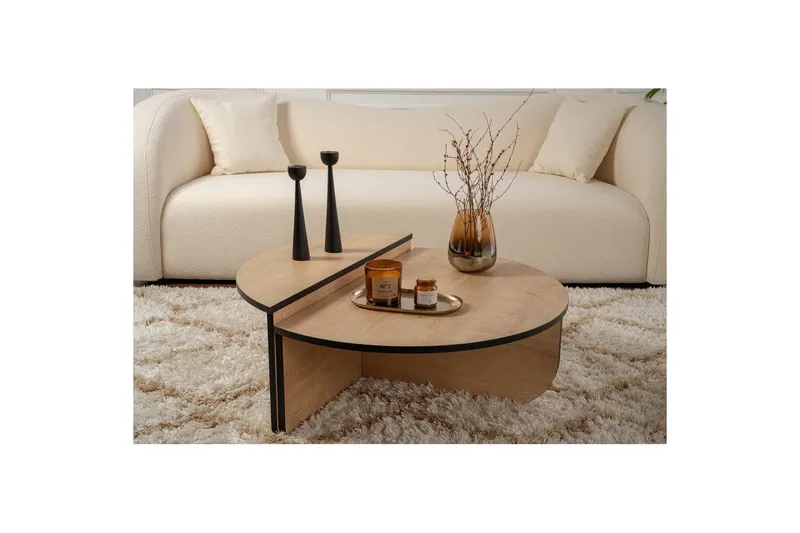 Sohvapöytä Mukund Honey Oak Black - Honey Oak Black - Huonekalut - Pöytä & ruokailuryhmä - Apupöytä & sivupöytä - Sarjapöytä