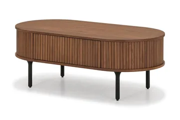 Noira soikea sohvapöytä, pähkinäpuu, 118 x 60 cm, säilytyslaatikolla - Ruskea/tummanruskea puu/rimoitettu - Huonekalut - Pöytä & ruokailuryhmä - Sohvapöytä - Sohvapöytä säilytystilalla
