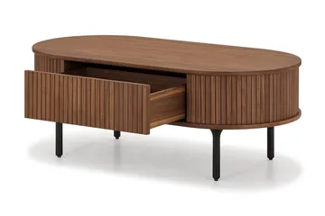 Noira soikea sohvapöytä, pähkinäpuu, 118 x 60 cm, säilytyslaatikolla - Ruskea/tummanruskea puu/rimoitettu - Huonekalut - Pöytä & ruokailuryhmä - Sohvapöytä - Sohvapöytä säilytystilalla