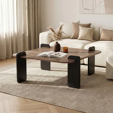 Sohvapöytä Nordure Marais (90 x 35 x 90 cm) Pähkinäpuu musta - Huonekalut - Pöytä & ruokailuryhmä - Sohvapöytä