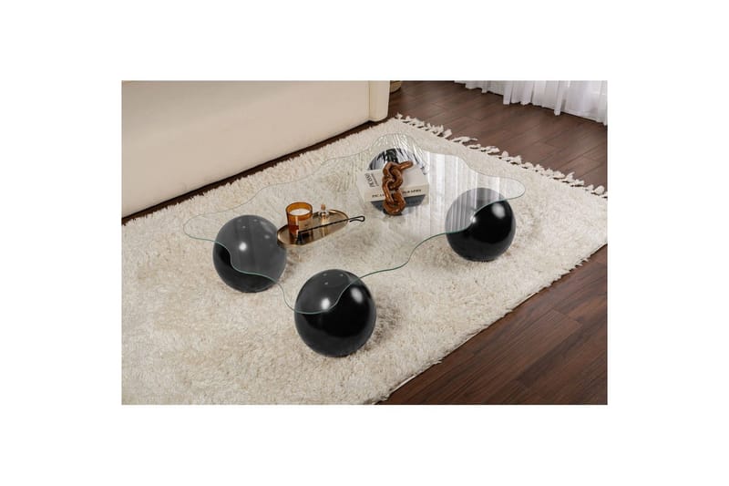 Sohvapöytä Nordure Sohvapöytä Elinville musta / läpinäkyvä Musta, valkoinen - Huonekalut - Pöytä & ruokailuryhmä - Sohvapöytä