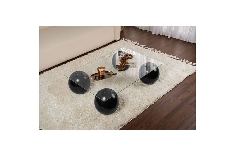 Sohvapöytä Nordure Sohvapöytä Koushik Musta / Läpinäkyvä Musta - Huonekalut - Pöytä & ruokailuryhmä - Sohvapöytä