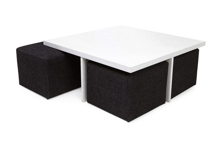Sohvapöytä Oliver 100 cm 4 rahilla - Valkoinen/Musta - Sohvapöytä