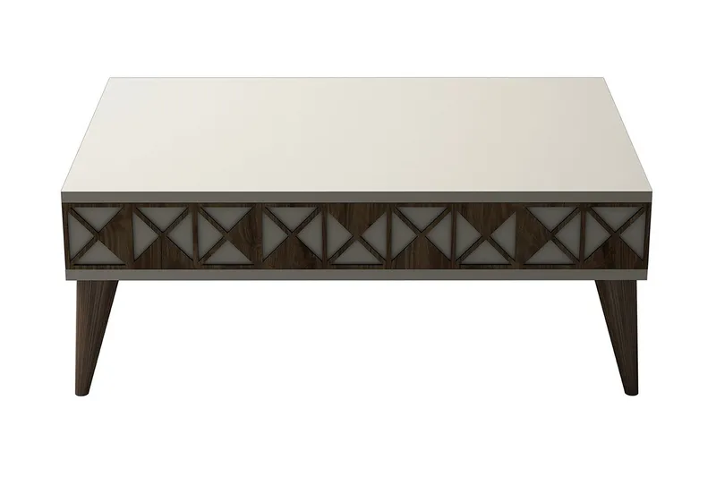 Sohvapöytä Raffaldt 90 cm Säilytyksellä Hylly, Kermanvalkoinen/Ruskea