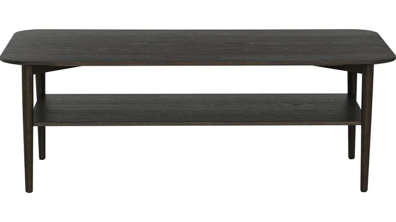 Sohvapöytä Ravik hyllyllä 135x65 cm - Ruskealakattu - Huonekalut - Pöytä & ruokailuryhmä - Sohvapöytä - Sohvapöytä säilytystilalla