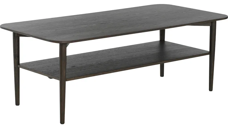 Sohvapöytä Ravik hyllyllä 135x65 cm, Ruskealakattu