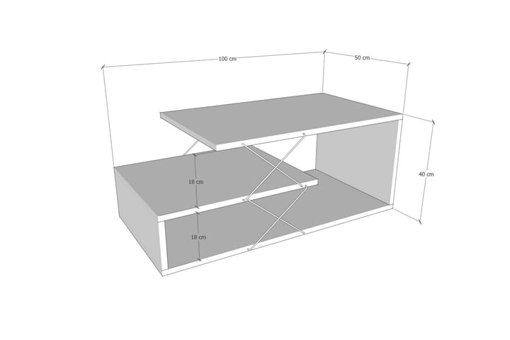 Sohvapöytä Roura 100 cm Säilytyksellä Hylly - Valkoinen/Musta - Sohvapöytä