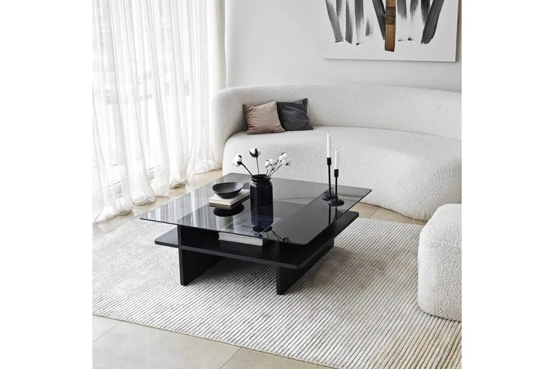 Sohvapöytä Rubby Neliö Musta / Savu - Musta / Savu - Huonekalut - Pöytä & ruokailuryhmä - Sohvapöytä