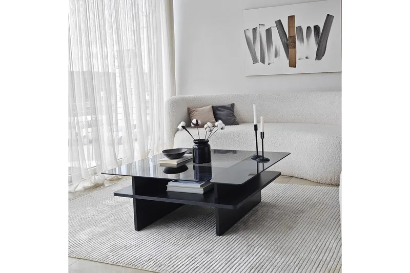 Sohvapöytä Rubby Neliö Musta / Savu - Musta / Savu - Huonekalut - Pöytä & ruokailuryhmä - Sohvapöytä