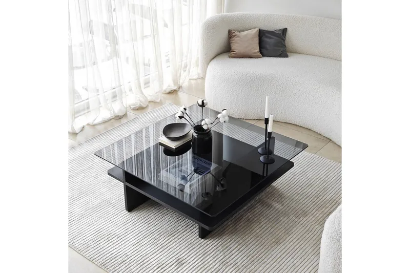 Sohvapöytä Rubby Neliö Musta / Savu - Musta / Savu - Huonekalut - Pöytä & ruokailuryhmä - Sohvapöytä