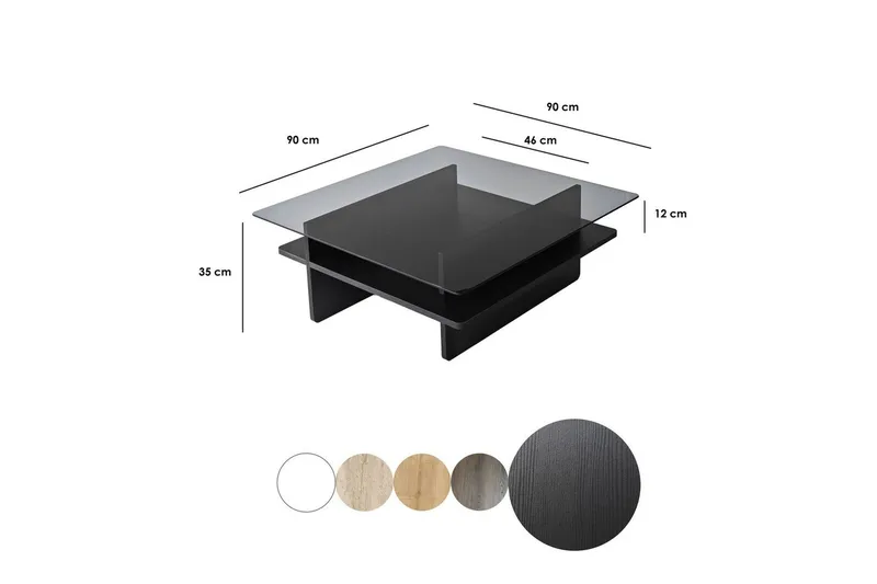 Sohvapöytä Rubby Neliö Musta / Savu - Musta / Savu - Huonekalut - Pöytä & ruokailuryhmä - Sohvapöytä