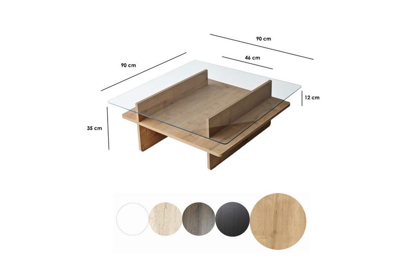 Sohvapöytä Rubby Neliö Safidoniri / Läpinäkyvä - Safidoniri / Läpinäkyvä - Huonekalut - Pöytä & ruokailuryhmä - Sohvapöytä
