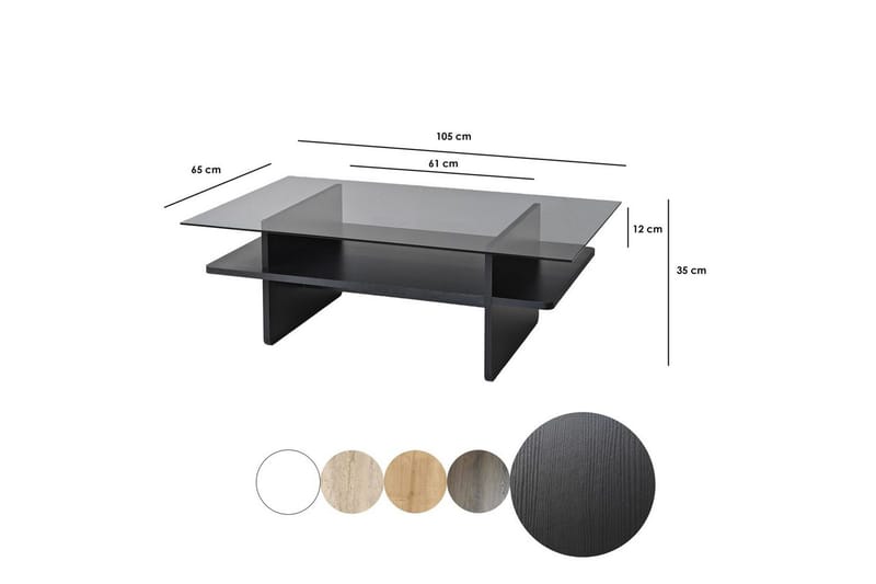 Sohvapöytä Rubby Suorakulmio Musta / Savu - Musta / Savu - Huonekalut - Pöytä & ruokailuryhmä - Sohvapöytä
