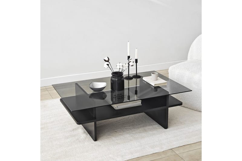 Sohvapöytä Rubby Suorakulmio Musta / Savu - Musta / Savu - Huonekalut - Pöytä & ruokailuryhmä - Sohvapöytä