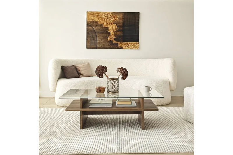 Sohvapöytä Rubby Suorakulmio Pähkinä / Läpinäkyvä - Pähkinä / Läpinäkyvä - Huonekalut - Pöytä & ruokailuryhmä - Sohvapöytä