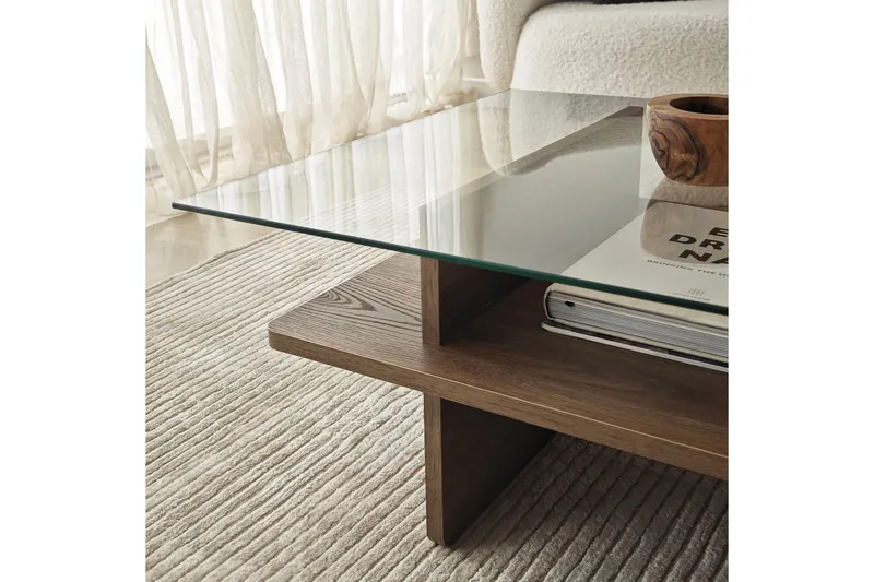 Sohvapöytä Rubby Suorakulmio Pähkinä / Läpinäkyvä - Pähkinä / Läpinäkyvä - Huonekalut - Pöytä & ruokailuryhmä - Sohvapöytä