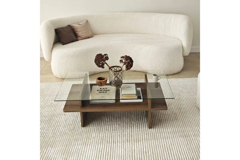 Sohvapöytä Rubby Suorakulmio Pähkinä / Läpinäkyvä - Pähkinä / Läpinäkyvä - Huonekalut - Pöytä & ruokailuryhmä - Sohvapöytä