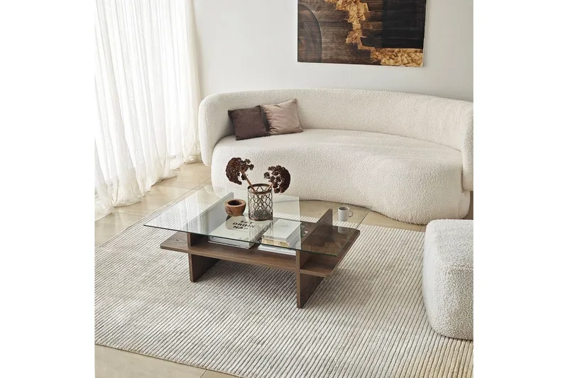 Sohvapöytä Rubby Suorakulmio Pähkinä / Läpinäkyvä - Pähkinä / Läpinäkyvä - Huonekalut - Pöytä & ruokailuryhmä - Sohvapöytä