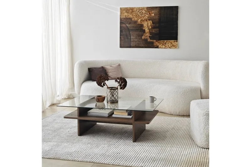 Sohvapöytä Rubby Suorakulmio Pähkinä / Läpinäkyvä - Pähkinä / Läpinäkyvä - Huonekalut - Pöytä & ruokailuryhmä - Sohvapöytä