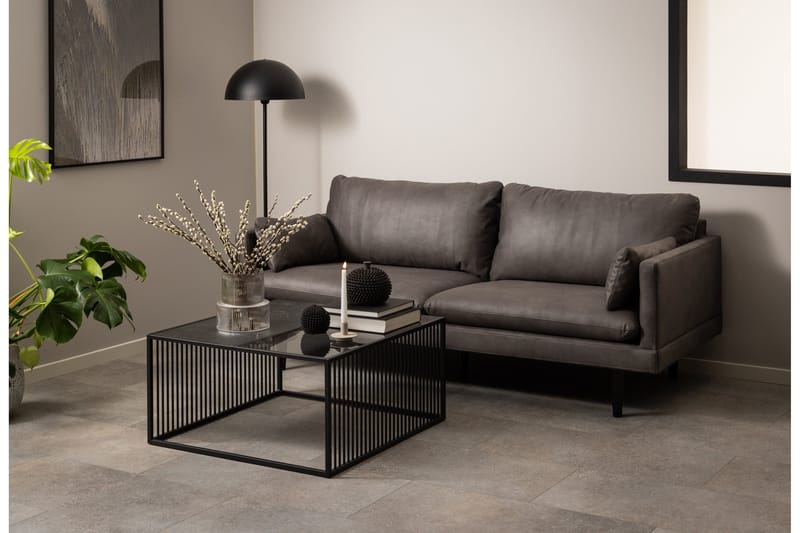 Saklani neliönmuotoinen sohvapöytä 80x80 cm metallia lasilevyllä - Musta - Huonekalut - Pöytä & ruokailuryhmä - Sohvapöytä