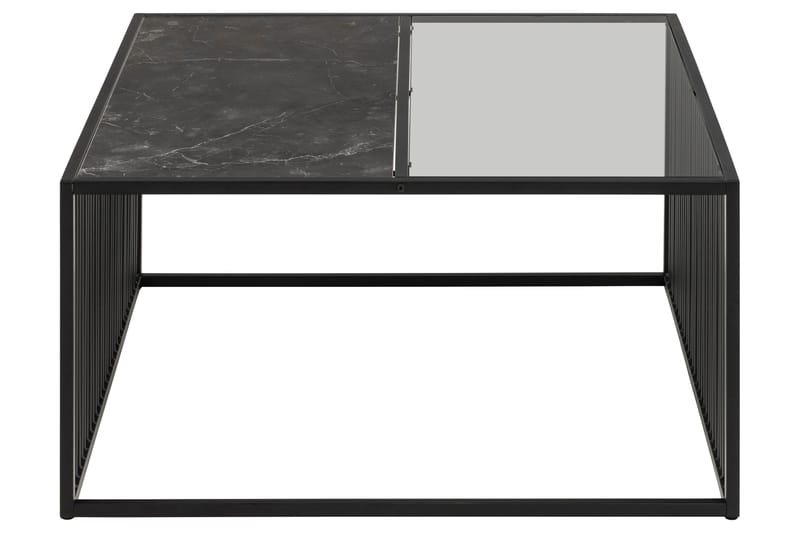 Saklani neliönmuotoinen sohvapöytä 80x80 cm metallia lasilevyllä - Musta - Huonekalut - Pöytä & ruokailuryhmä - Sohvapöytä