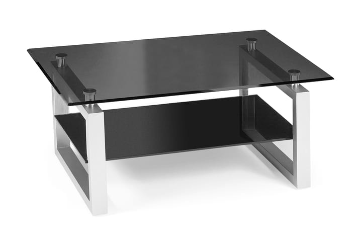 Sohvapöytä Sala 110 cm Säilytyksellä Hylly Lasi/Musta - Lasi/Musta/Valkoinen - Sohvapöytä